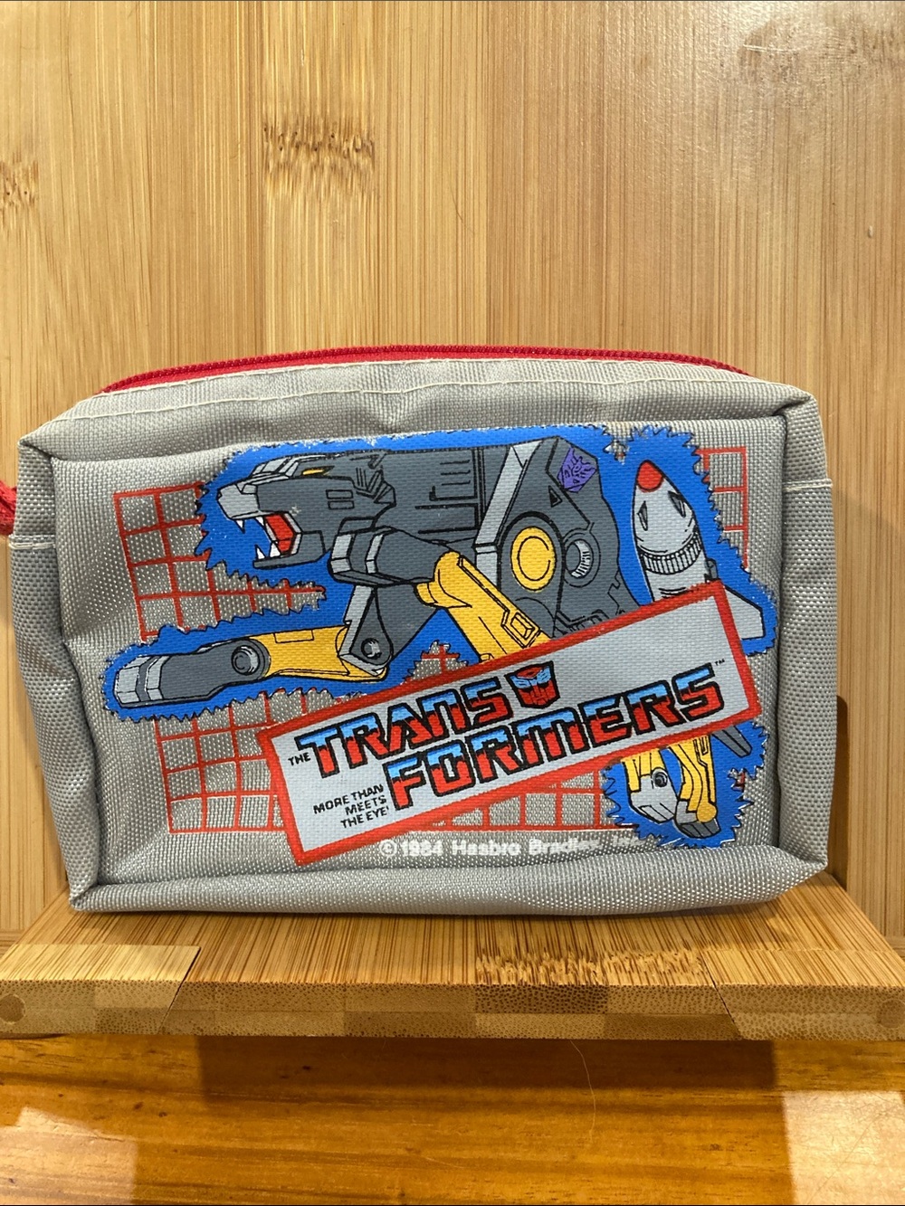 Vintage Hasbro Transformers Gray Pouch with Red Zipper 1984